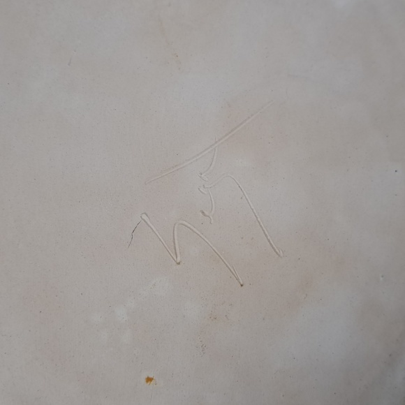 Signed Lee Segal Art Pottery Bowl Plate Display Tray 9" Blue Speckled Drip - Picture 8 of 9